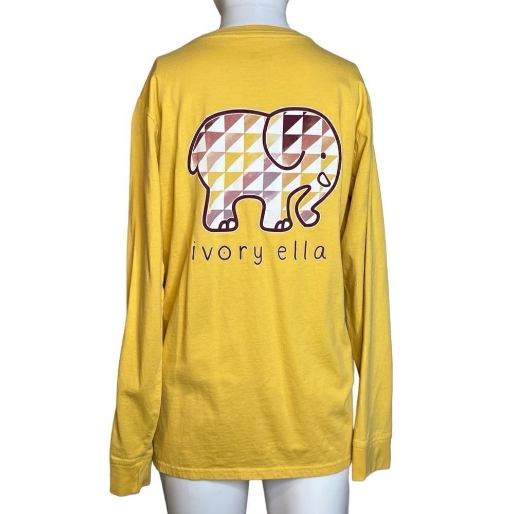 Ivory Ella Elephant Long Sleeve Casual Pocketed Shirt Yellow & Red Size Small